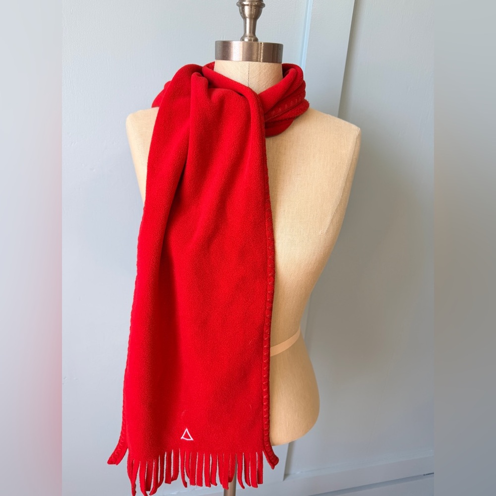 St. John's Bay Bold Red Fleece Scarf with Delta Embroidery
